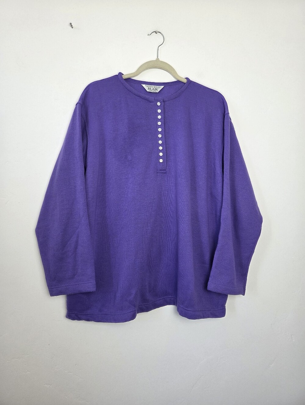 Vintage 80s 90s Blair Henley Top Purple Women Plus 3X Size Grannycore Retro